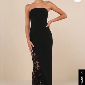 Lulu's Black Strapless Lace Dress